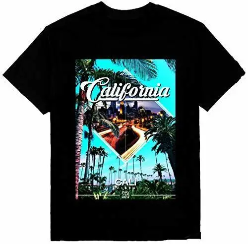 California Downtown and Palm Trees Vibes Men Heavyweight Short Sleeve T-Shirt High Quality 100%Cotton Short Sleeve