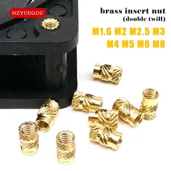 M1.6 M2 M2.5 M3 M4 M5 M6 M8 Brass Copper Embedment Insert Nut for Hot Melt Heat Injection Molding 3D Print Twill Knurled Thread