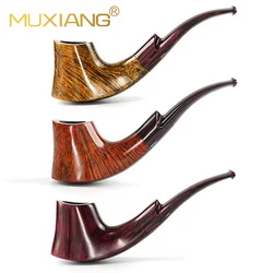 MuXiang Classic Volcanic Pipe Flame Patterned Pipe Briarwood Tobacco Pipe 3mm Filter Cumberland Mouth Handmade Smoking Pipe