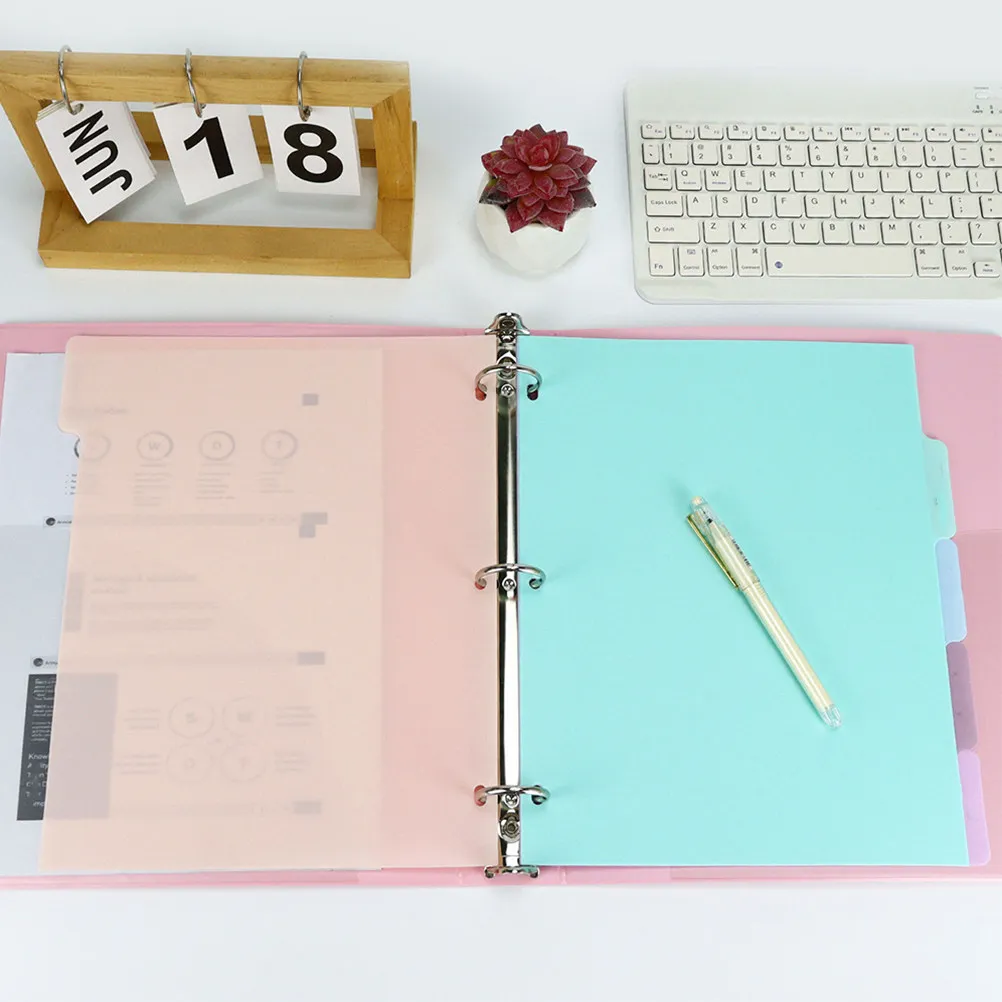 

1Set A4 Binder Dividers Frosted PP Plastic Multi-Tab Dividers for Journal Inserts Notebook Planner Recipe Binder File