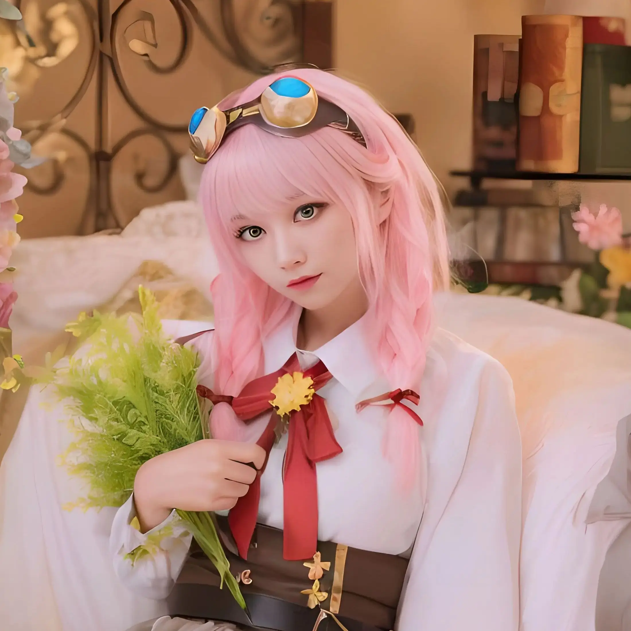 Virtual YouTuber Ace Taffy cosplay Wig Pink double ponytail short hair Game cosplay Wig anime cosplay Wig Party Halloween Wig