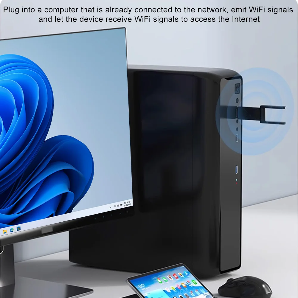 Magecam WiFi Adapter 600Mbps WiFi 5 Ethernet Network Card Dual Band 5G 2.4G USB 2 Antenna WiFi Dongle for PC Laptop Receiver