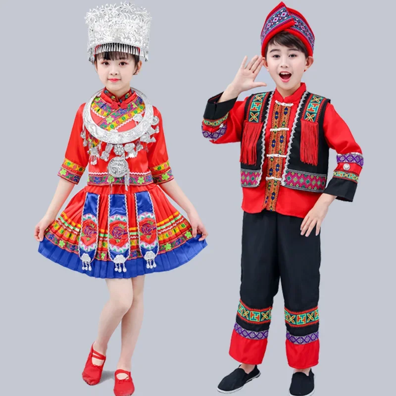 

Ethnic Minority Clothing Children's Miao Zhuang Kindergarten Performance Clothing Guangxi Zhuang Performance Clothing Boys