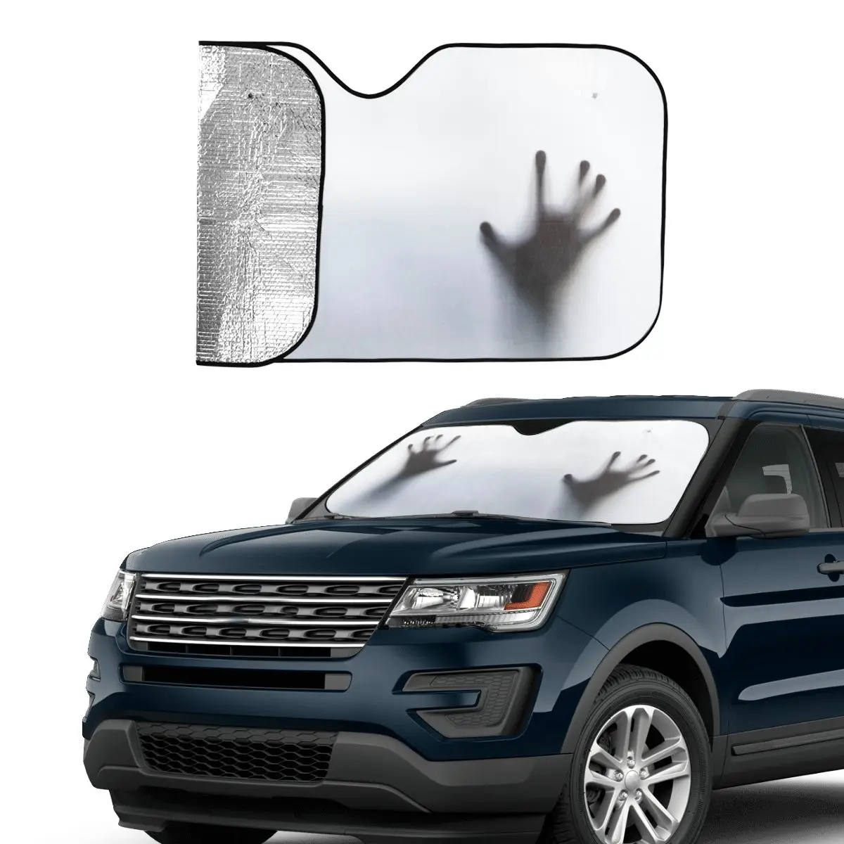 Ghost Hand Folding Windshield Sunshade 70x130cm Horror Aluminium Foil Car Window Windscreen Cover Accessories Covers