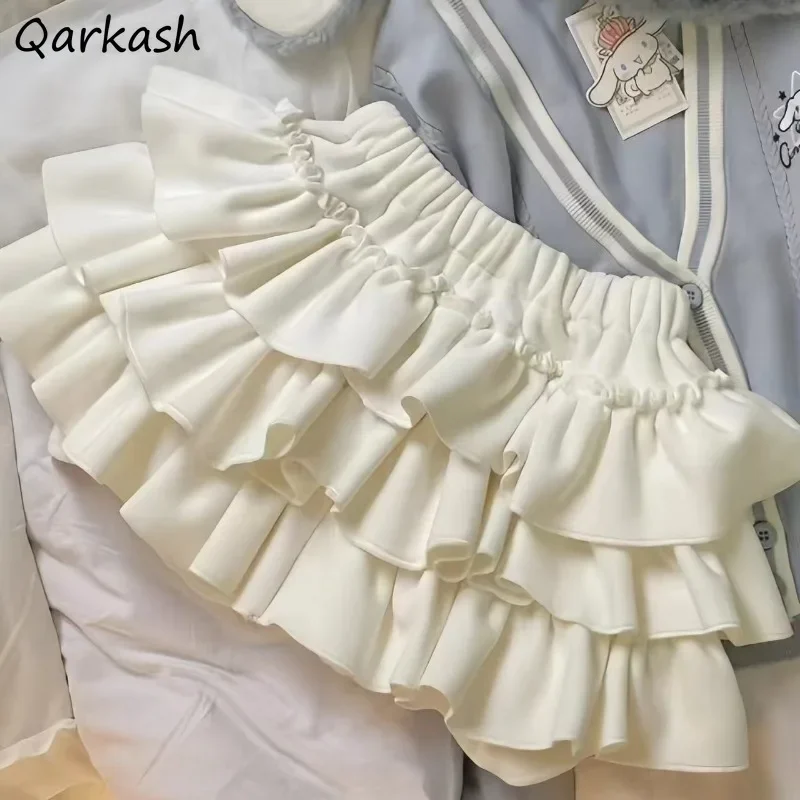 

Cake Skirts Women Autumn Y2k Skirt Korean Fashion Princess Pleated Thicken Simple Temper Designed Fairy Mini Faldas Dancing Ins