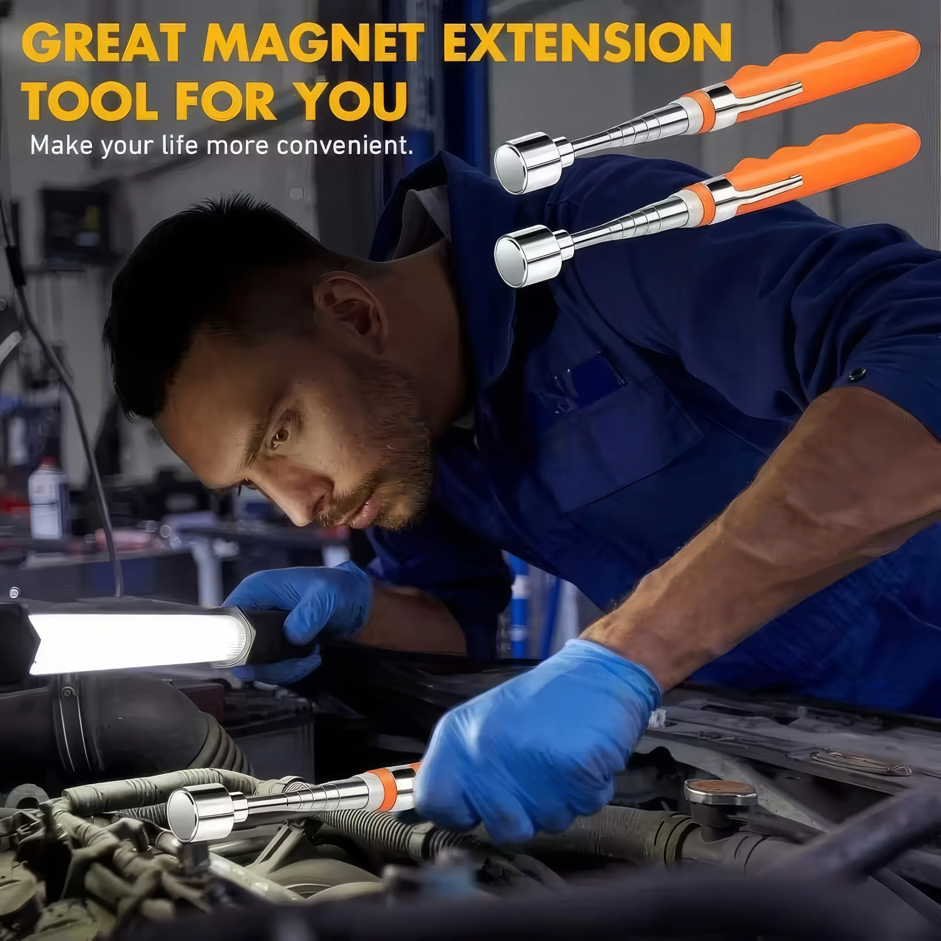 

Телескопический магнитный захват (1 шт.), оранжевый, с нескользящей ручкой, практичный инструмент для работы с оборудованием