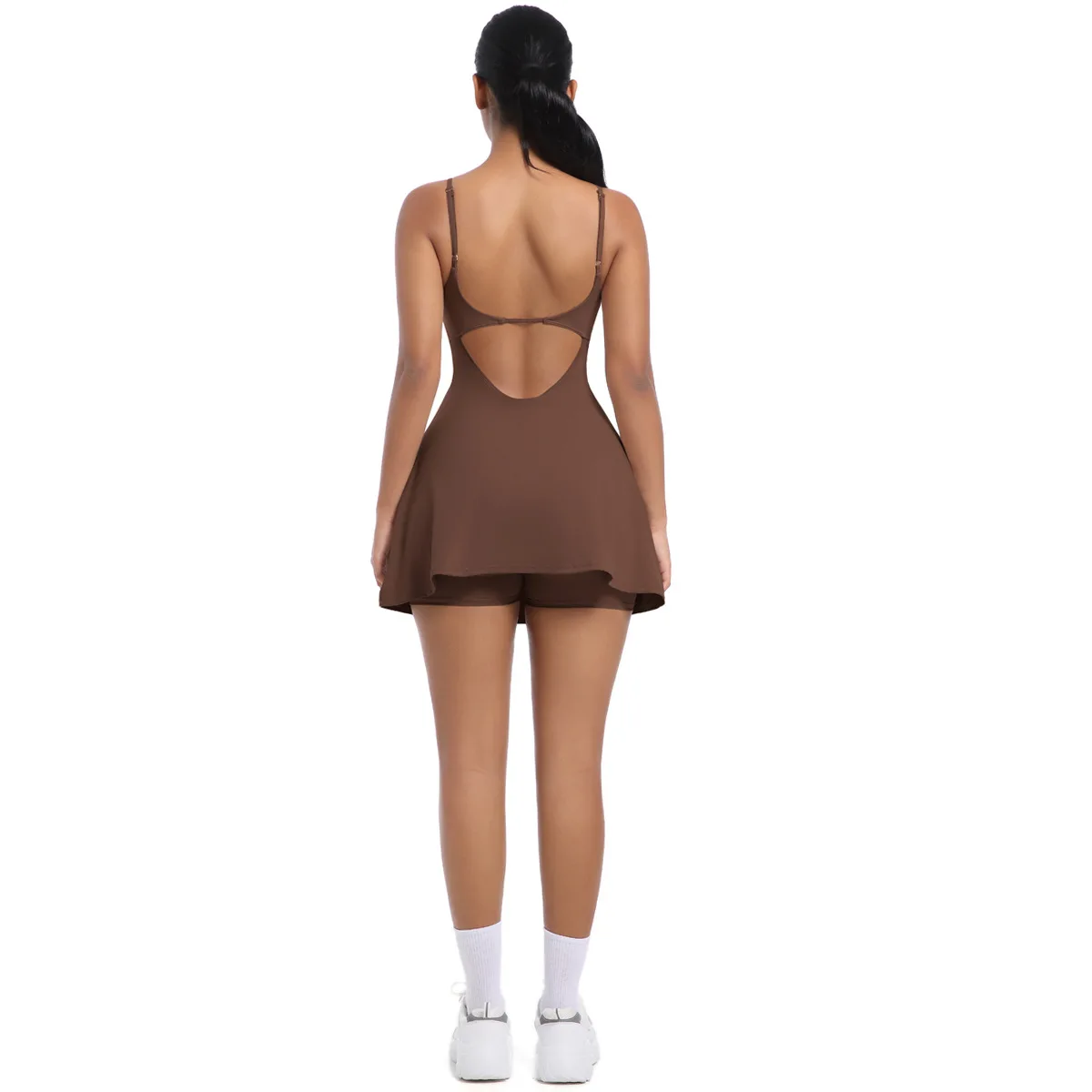 Vestido de entrenamiento con sujetador incorporado no transparente: correas de soporte para la espalda transpirables para golf, yoga, tenis y deportes al aire libre, ajuste para mujer