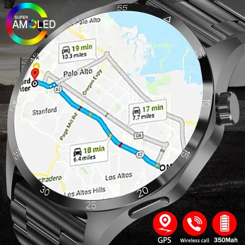 Imagen 1 del producto 2025 nuevo reloj al aire libre 4 Pro GPS NFC reloj inteligente hombres 360*360 pantalla AMOLED ritmo cardíaco Bluetooth llamada impermeable hombre Smartwatch