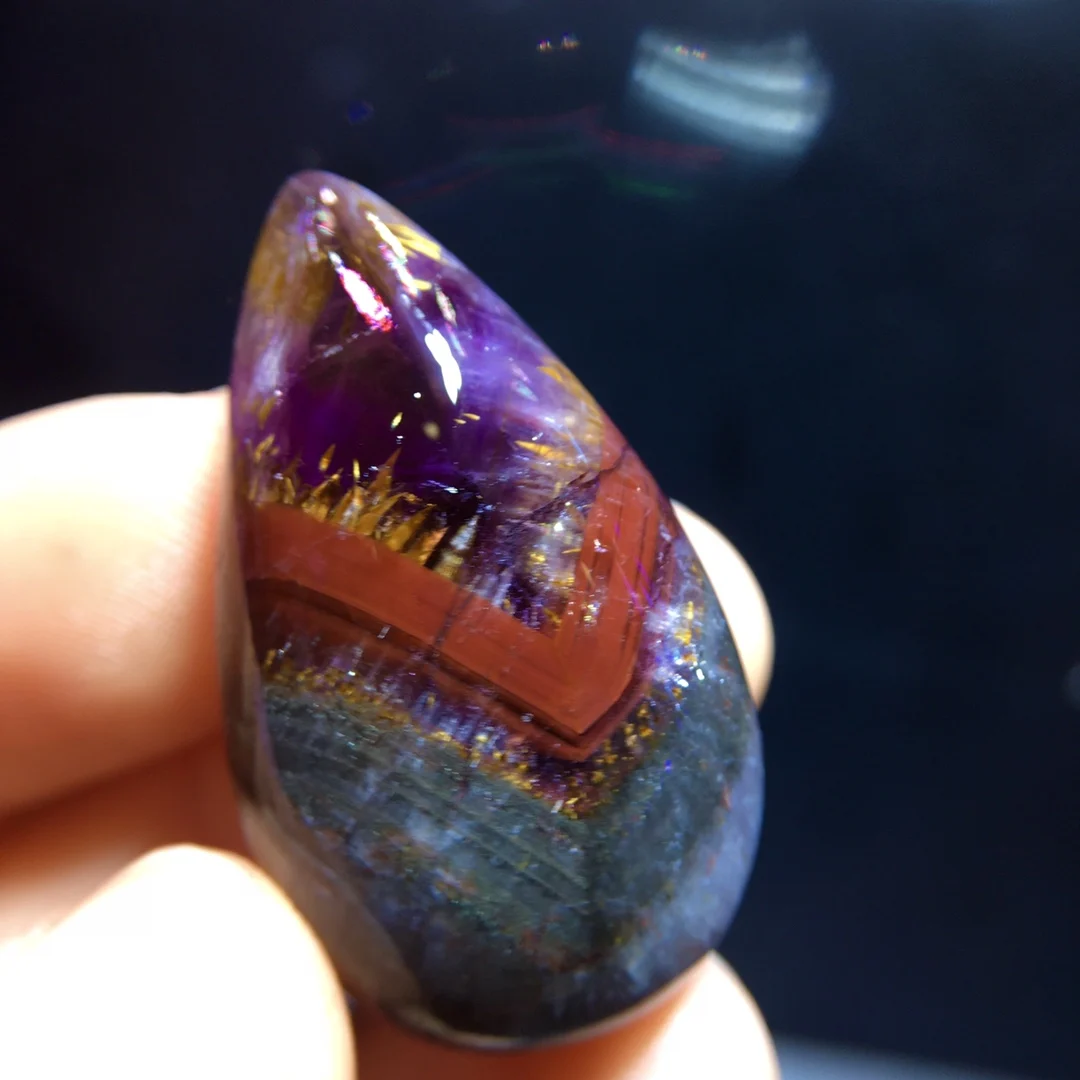 Natural Cacoxenite Red Auralite 23 Pendant Purple Rutilated Beads 32.5/16.1/7mm Jewelry  AAAAA