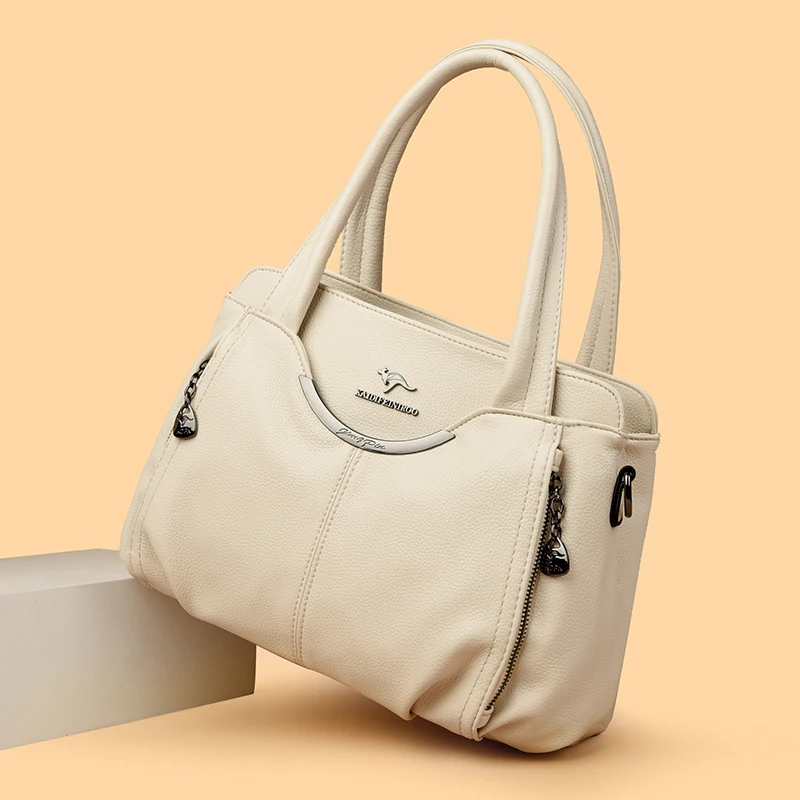 Bolso de mano con múltiples bolsillos para mujer, de alta calidad bandolera de cuero suave, de diseñador de lujo, novedad de 2024