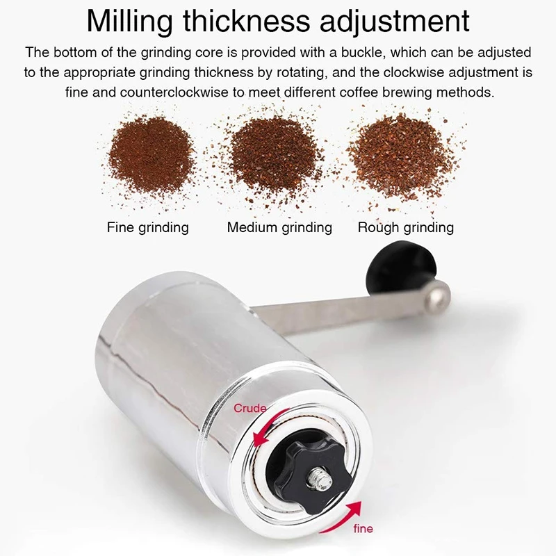 Coffee Grinder Manual Coffee Grinder with Adjustable Setting - Conical Burr Mill & Brushed
