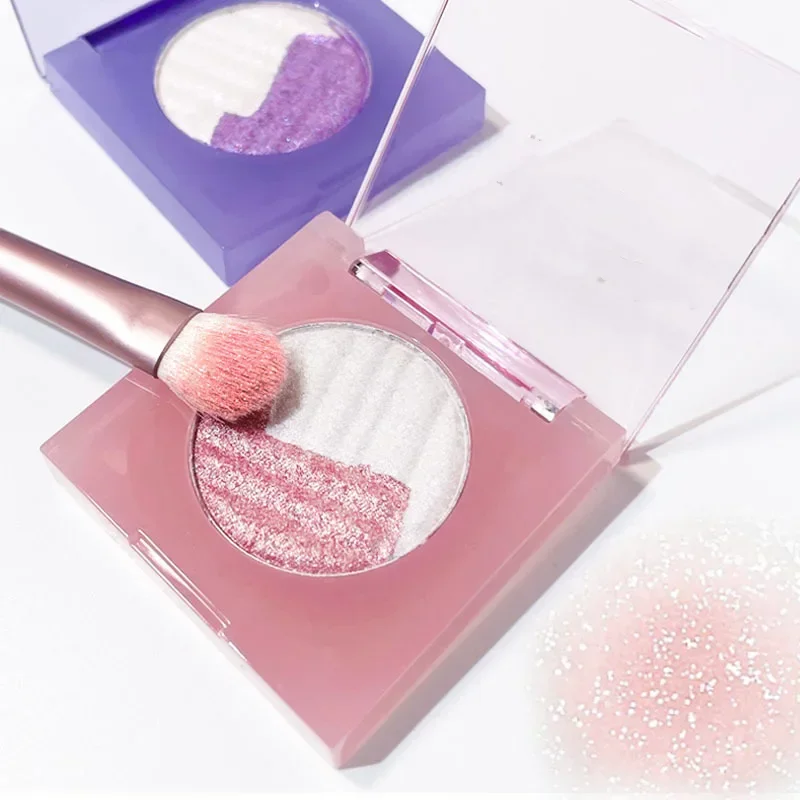 Purple High Gloss Two-color Highlighters Palette Makeup 3D Face Brighten Contour Shimmer Shadow Powder Body Illuminator