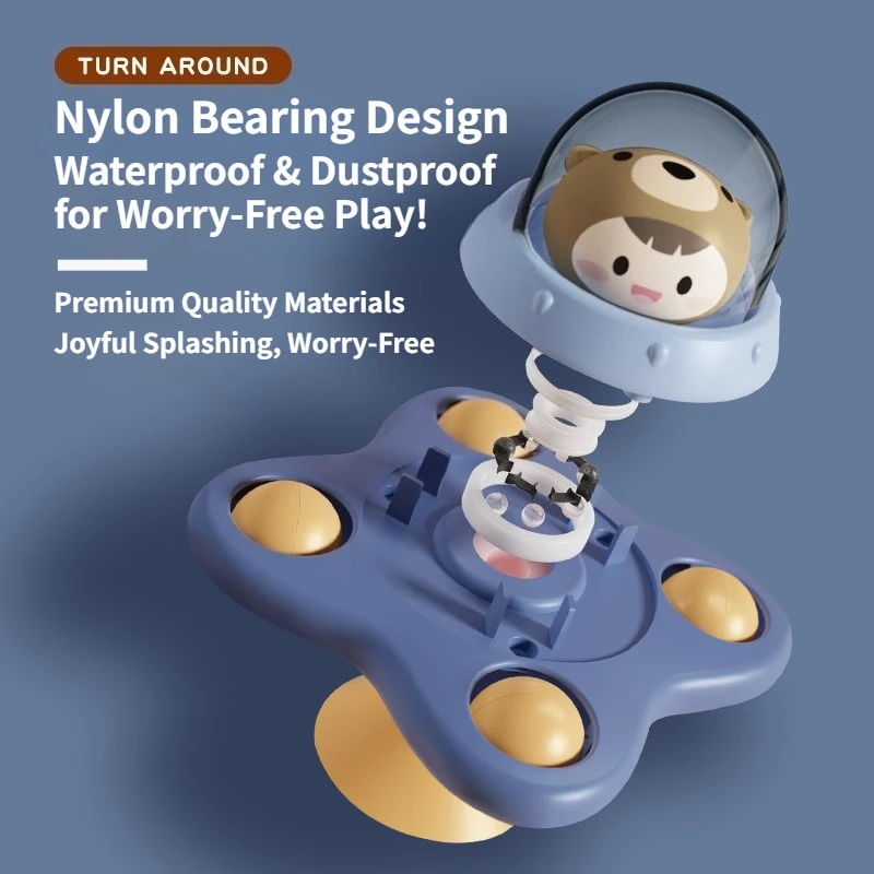 Baby Suction Cup Spinner Toys – Montessori Bath & Sensory Fun | Rotating Rattles, Fidget Relief, Educational | 3Pcs Set, Spin C