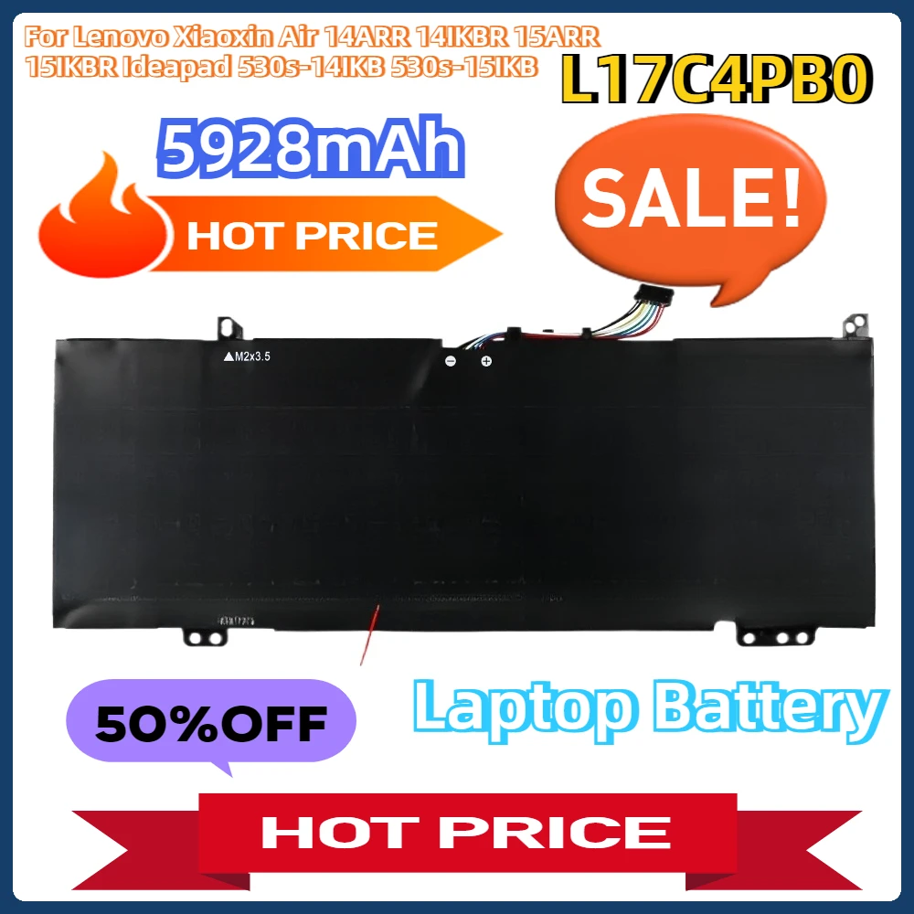 For Lenovo Xiaoxin Air 14ARR 14IKBR 15ARR 15IKBR Ideapad 530s-14IKB 530s-15IKB 7.68V 45Wh 5.928Ah New L17C4PB0 Laptop Battery