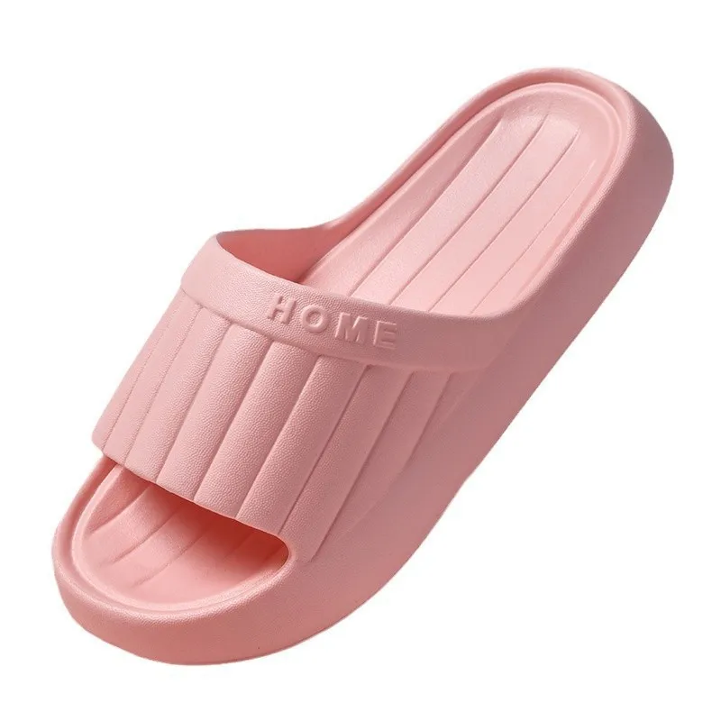 Summer Lovely Solid Color Home Slippers for Women Men Non-slip EVA Bathroom Slides Females Concise Light Sandals Couples Shoes view 5