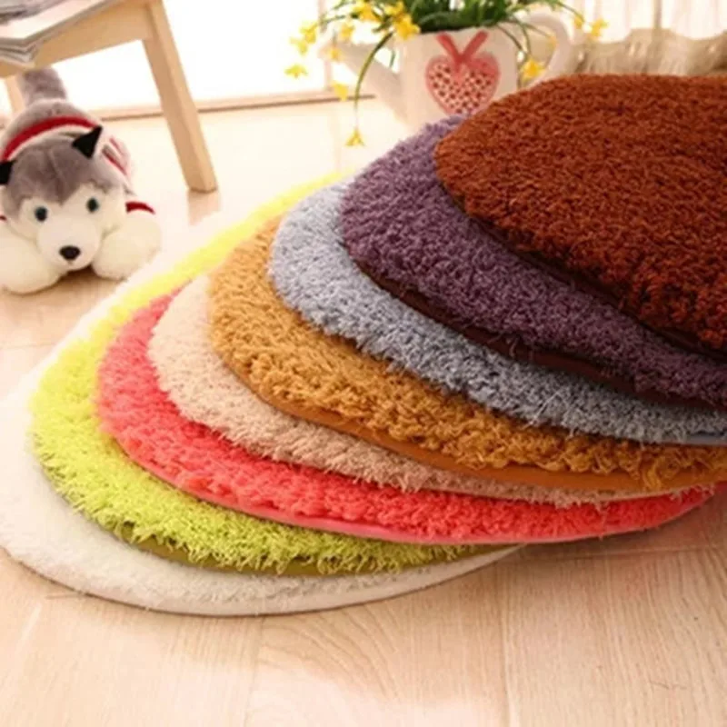 Thickened Lamb Wool Oval Carpet Living Room Bedroom Bed Blanket Home Bedroom Kid Room Plush Salon Decoration