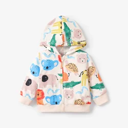 PatPat Long Sleeve Animal-Print Zippered Coat for Baby Boy - Medium Thickness Full print  Animal pattern  Casual/Outdoor