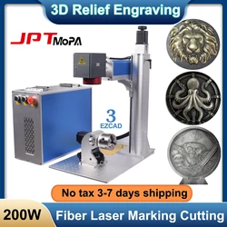 2.5D Fiber Laser Marking Machine 200W JPT Mopa 3D Laser Deep Engraving Ezcad3 3D Relief Effects Cutting Jewelry Engraving Metal