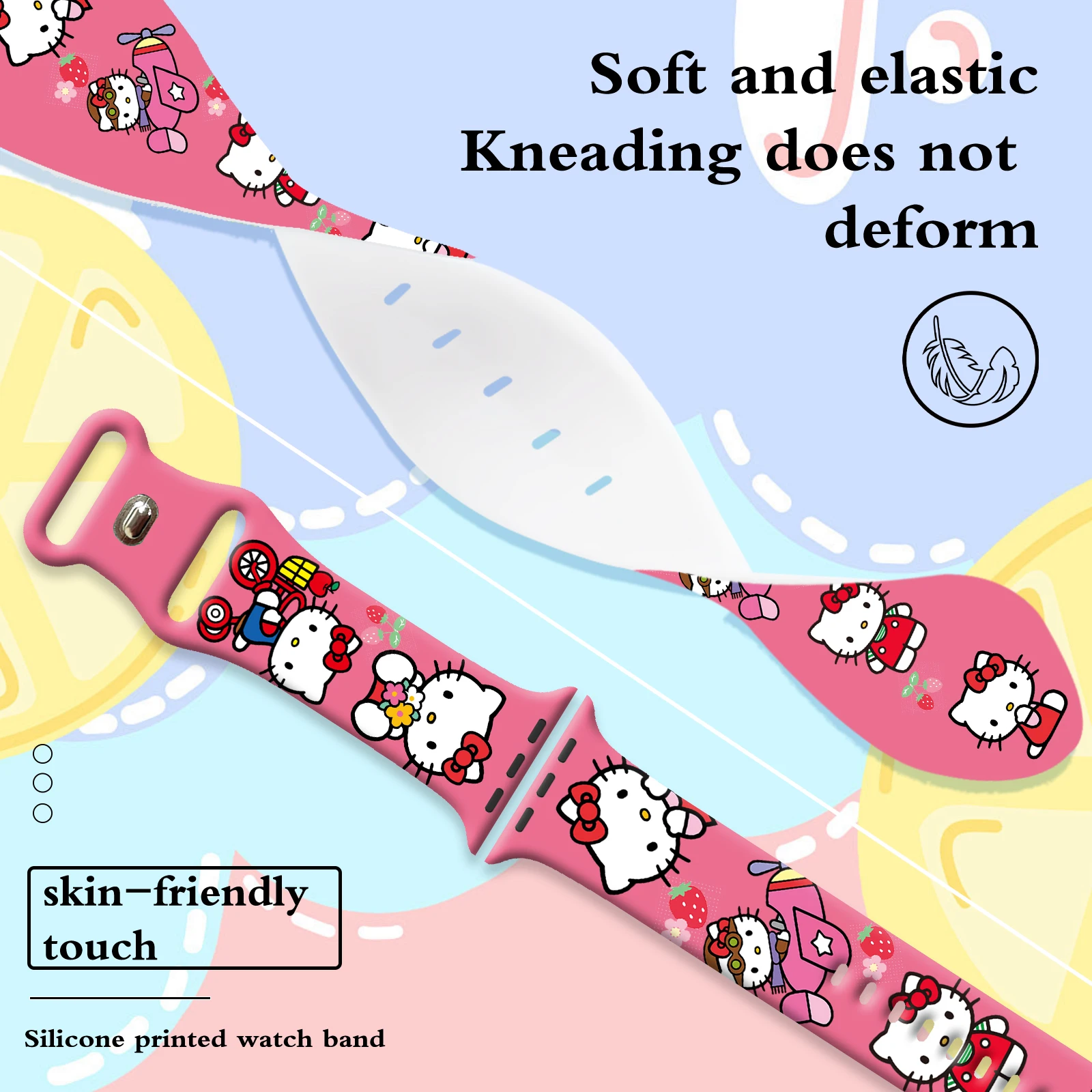 سانريو KT حزام الطباعة القط لساعة أبل 11 10 9 8 7 الفرقة استبدال سوار ل iWatch 46 مللي متر 42 مللي متر 41 مللي متر 40 مللي متر حزام الساعات #3