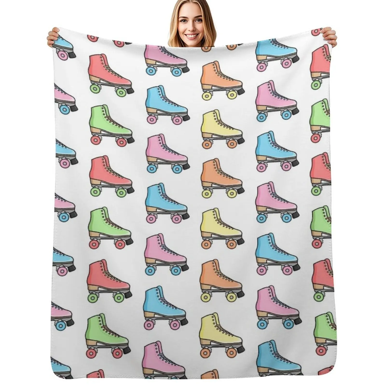 Cute Colorful Roller Skates Throw Blanket Bed Fashionable Designers Quilt Sofa Throw Personalized Gift Blankets