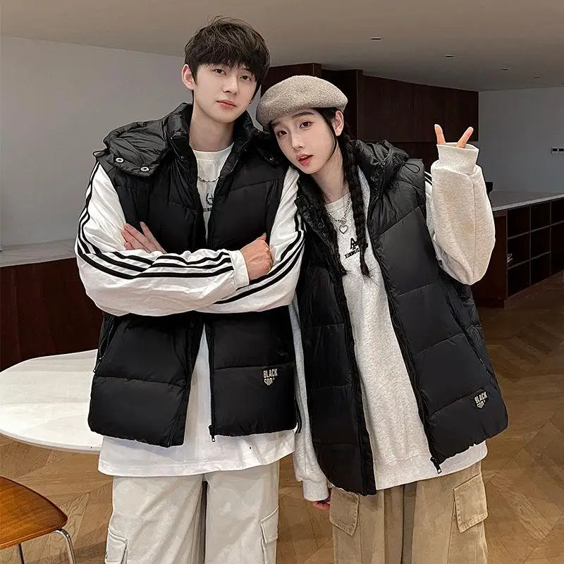 

Men's down Vest 2024 Autumn Winter New Faion Casual Warm Loose Stand Collar Couple Svel Coat Zipper Sle Other Material