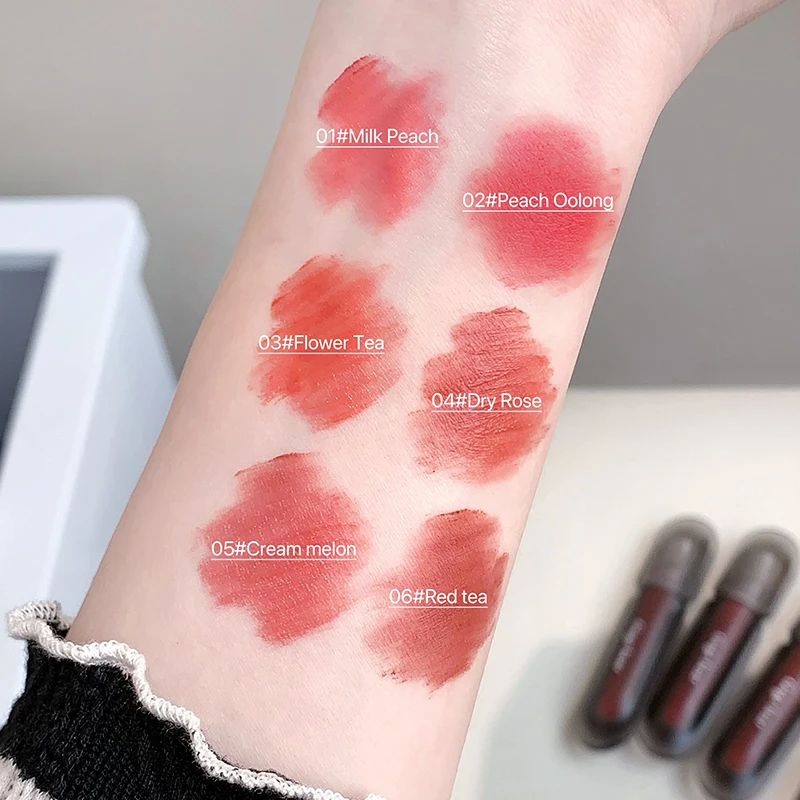 Gege Bear Matte Lip Clay, Matte Velvet Lip Glaze Langdurige kleur Gladde, niet-uitdrogende lippenstift