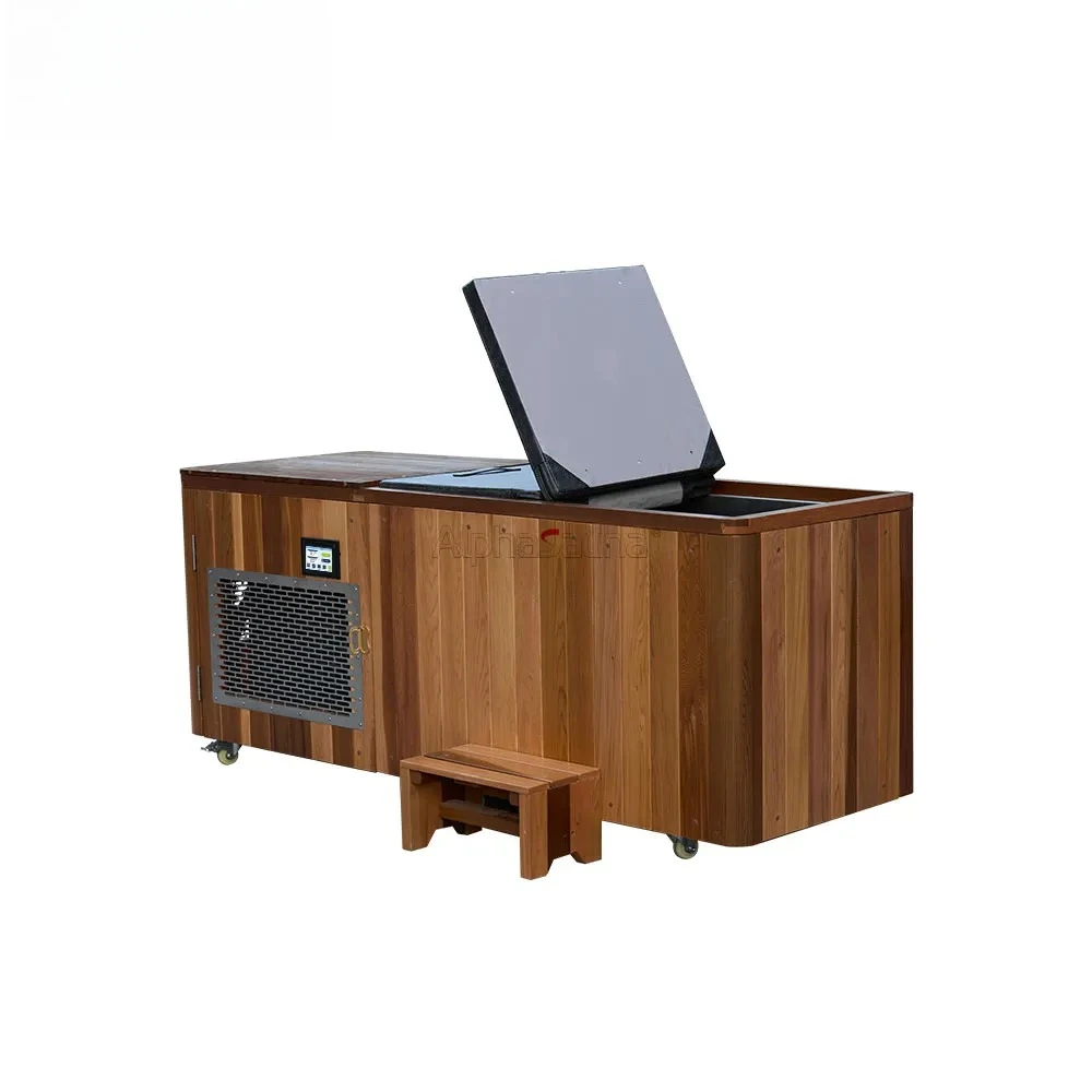High Quality Solid Wooden Cold Plunge Ice Bath With Cooler For Sale