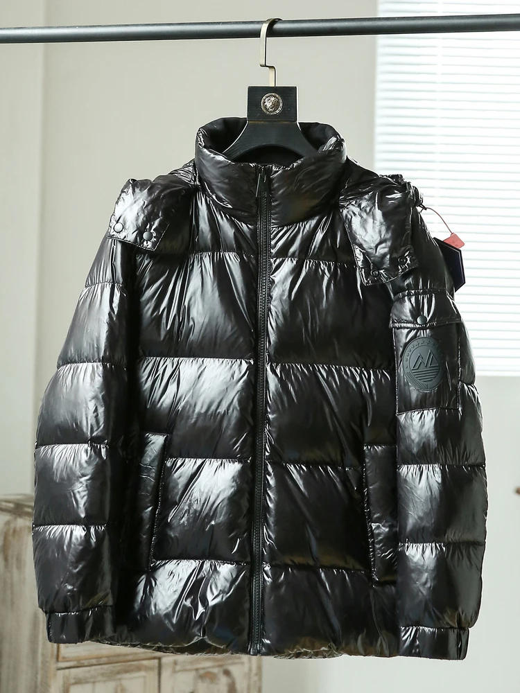 

Мужская зимняя утепленная глянцевая повседневная куртка-пуховик с капюшоном, модная, удобная, из нейлоновой ткани, с длинными рукавами, на молнии