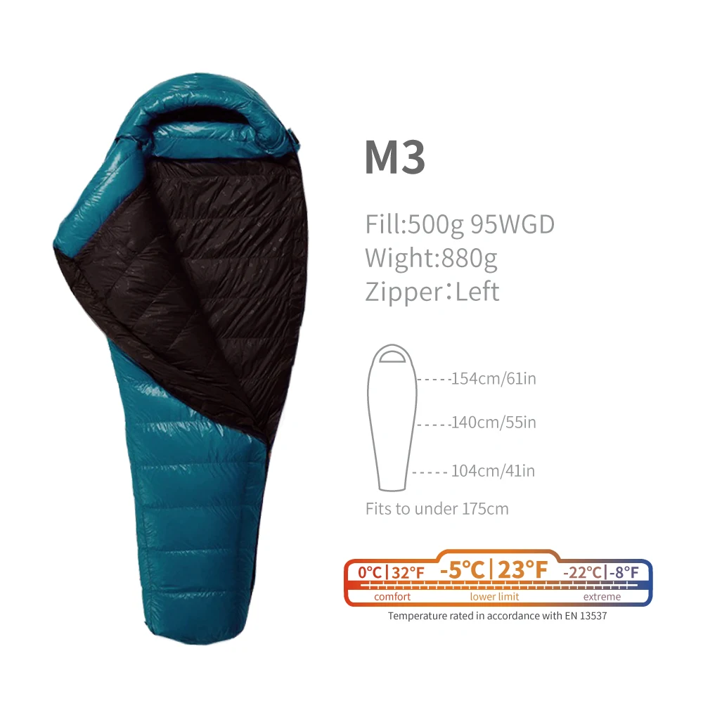 AEGISMAX M3 -5 Degree 800FP Goose Down Sleeping Bag Ultralight