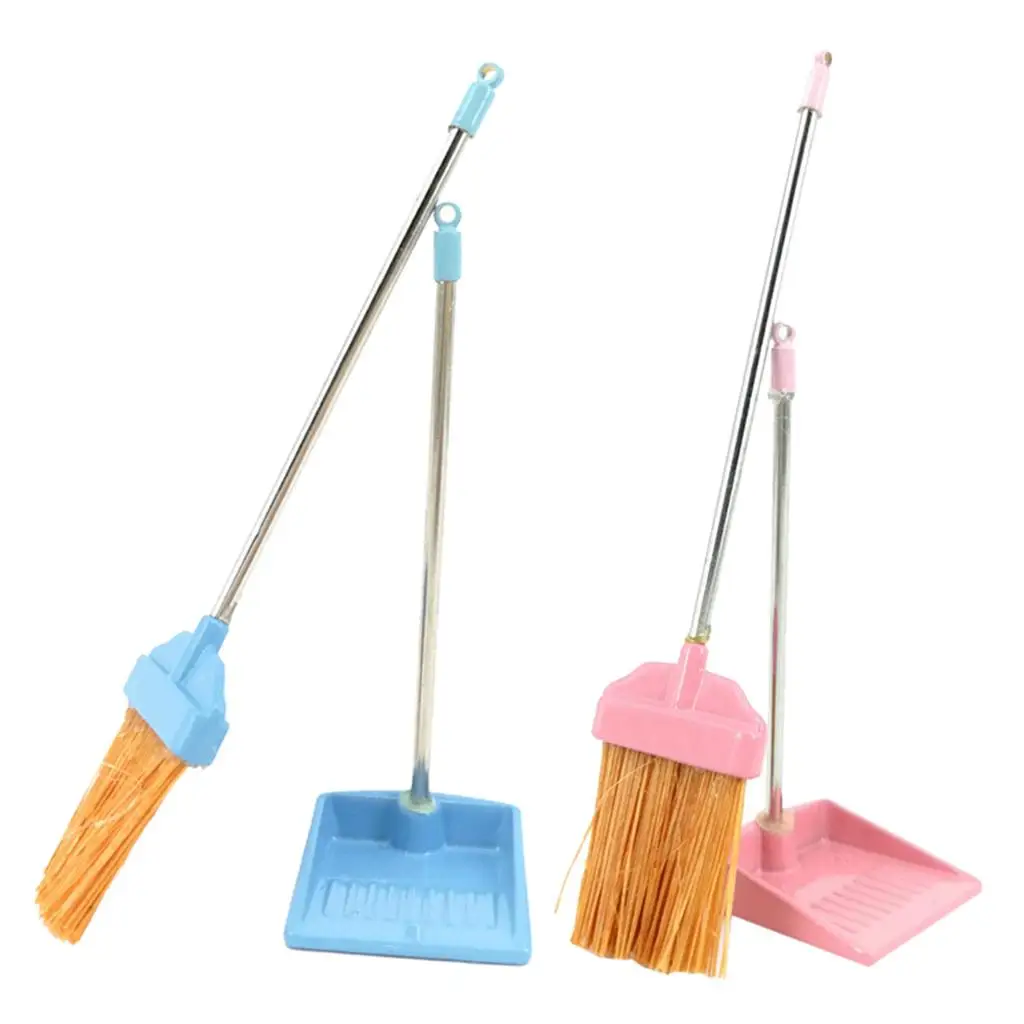 1/12 Scale Plastic Broom Dustpan Set for Dollhouse chen Room Accessories