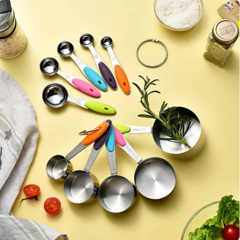 5/10Pcs Stainless Steel Measuring Cups And Spoons Set Kitchen Accessories For Baking Cake Cooking Making Measuring Kitchen Tools