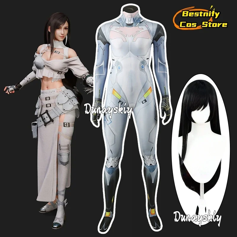 

CosplayGame Tifa Cosplay Jumpsuit Costume Cyberpunk Mechanical Armor Jumpsuit s-3xl Unisex Outfit Anime Outfits Wig Prop Zentai