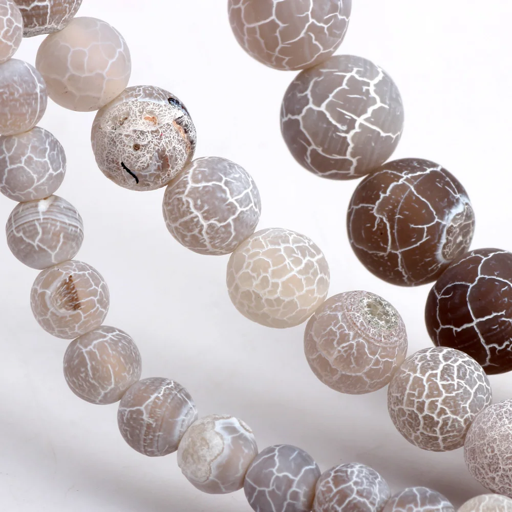 004 Model 6MM/8MM/10MM Matte Matte Matte Coffee Stained White Stripes Natural Stone Pine Beads DIY Necklace Jewelry Making view 3