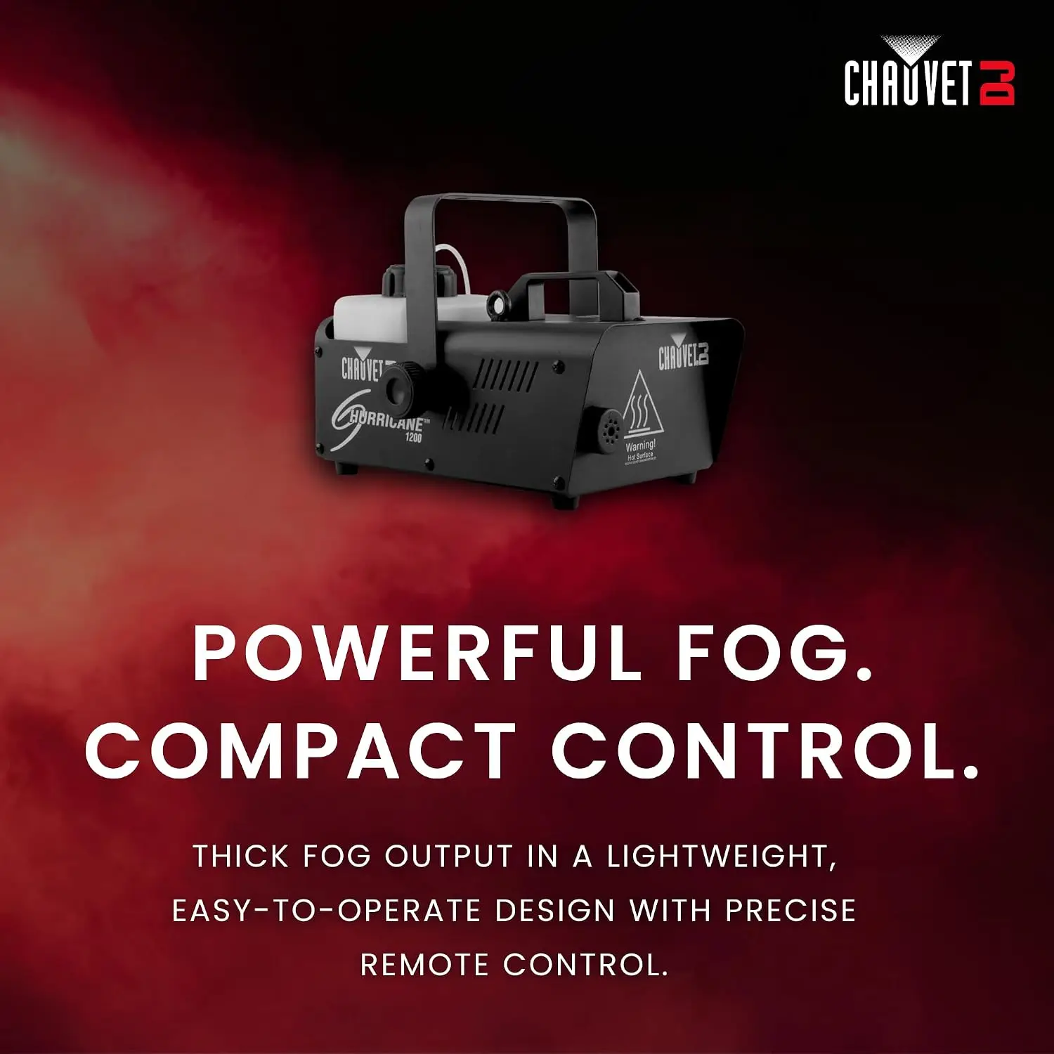 Compact Lightweight 1200 Fog Machine Timer Remote Fast 2 Minute Heat Up Manual Fog Button 18000 CFM High Output Water Based Smok