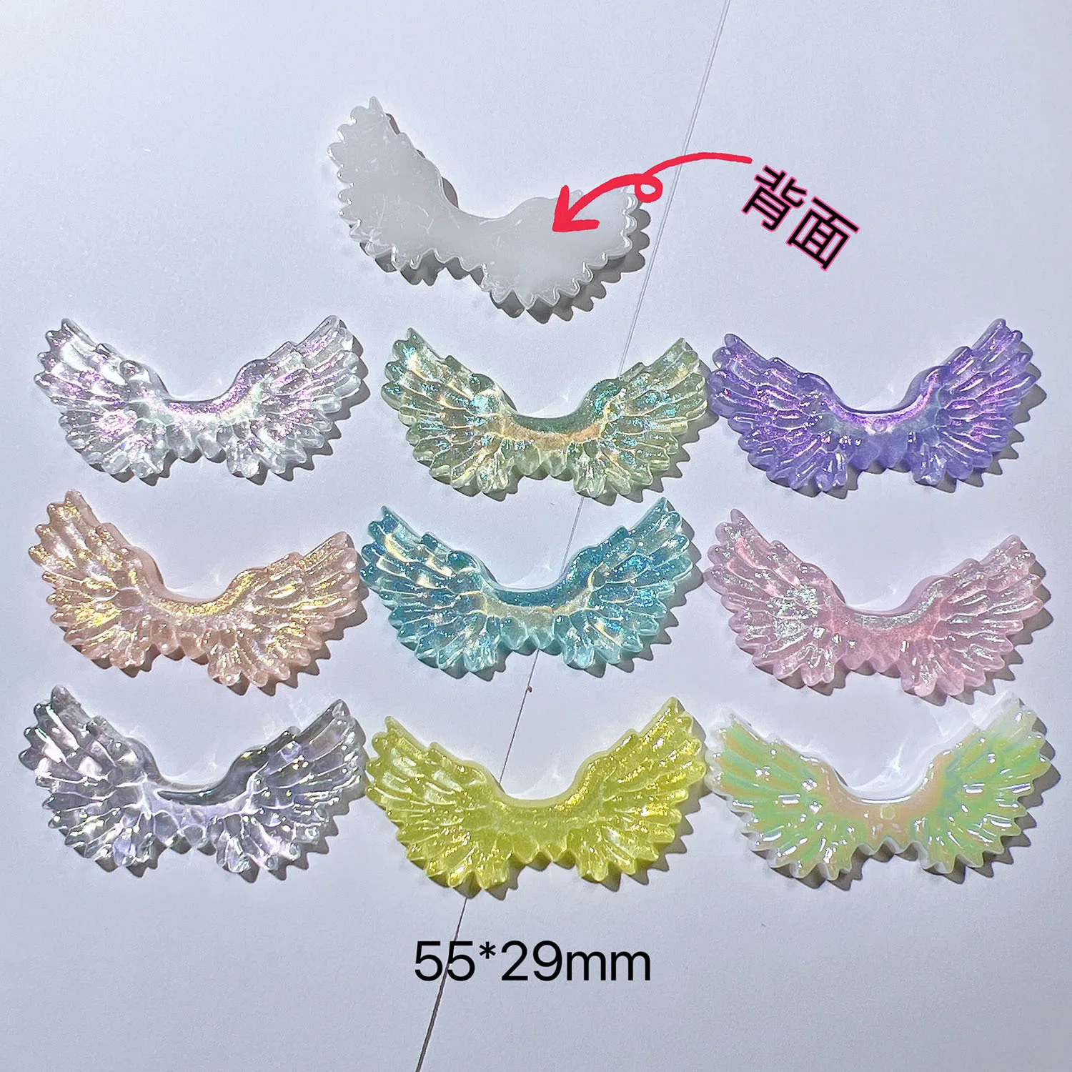 أكريليك متعدد الألوان شفاف جناح ملاك كابوشون بظهر مسطح ، سكرابوكينغ ، أجزاء ديكو للهاتف ، إكسسوار شعر ذاتي الصنع ، 20 #2