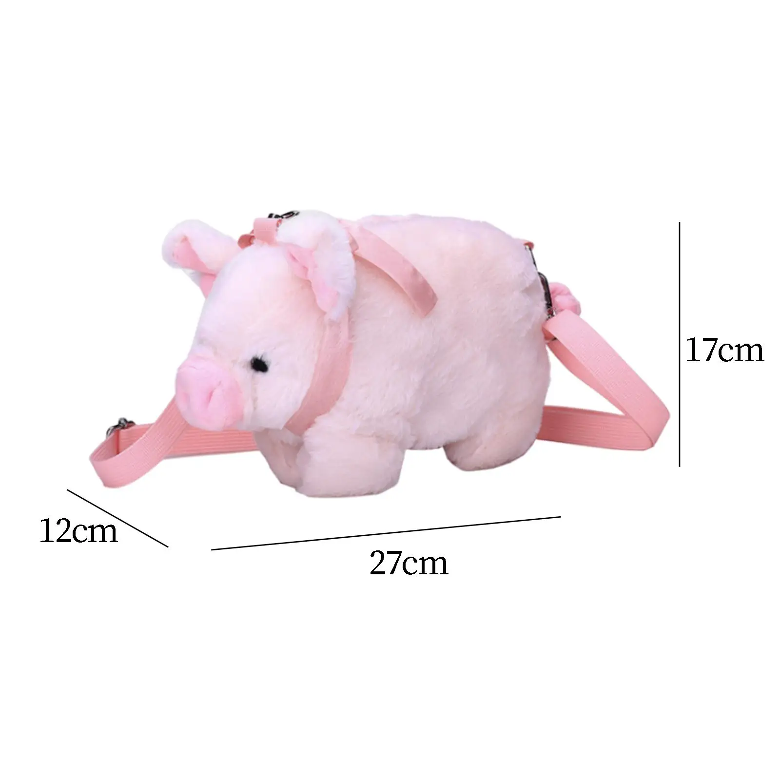 Pink Piggy Crossbody Bag Adjustable Shoulder Strap Travel Purse Wallet Soft Stuffed Piggy Shoulder Bag Girl Plush Bag