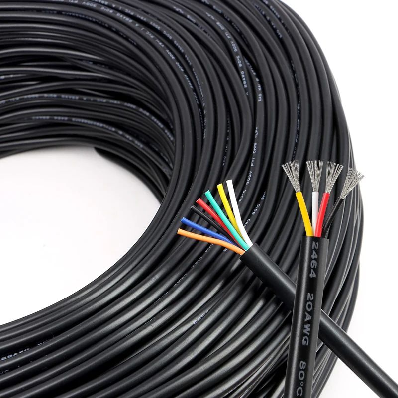 2/5/10M 28 26 24 22 20 18 16 AWG UL2464 Sheathed Wire Cable Copper Signal Cable 2 3 4 5 6 7 8 10 Core Electronic Audio Wire