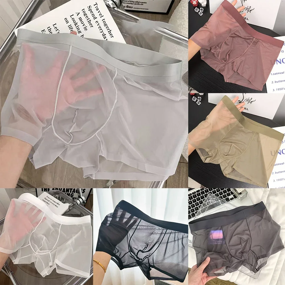 Lingerie Seksi Celana Dalam Tembus Pandang Pria Celana Boxer Pakaian Dalam Celana Pendek Ultratipis Celana Dalam Sejuk Celana Dalam Elastis