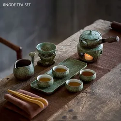 Ancient Rough Pottery Tea Set Home Ceramic Beauty Teapot and Cup Set Handmade Custom Filter Teapot Zen Master Cup