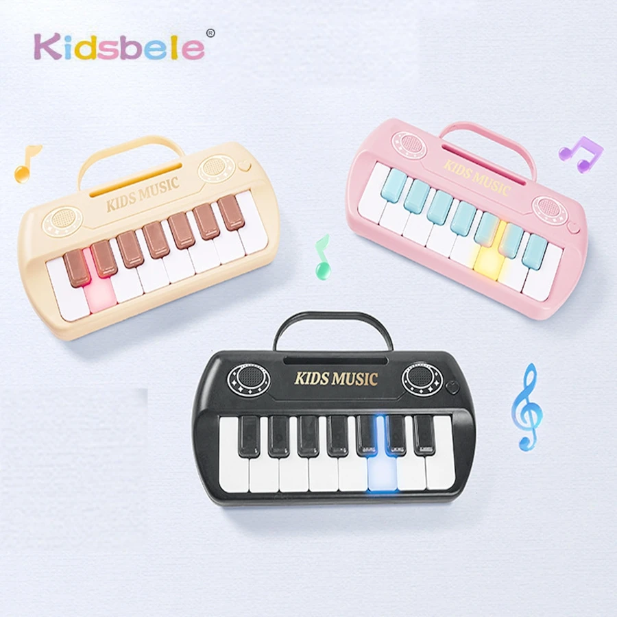 Multi-functional 15 Keys with Handle Kids Minitial Electronic Piano Portable Musical Instrument Toy with Music Score Learning Gi