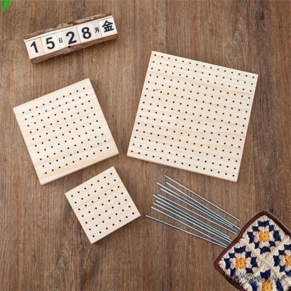 Wooden Crochet Block Plate Reusable Handcrafted Crochet Knitting Board Square Crochet Weaving Knitting Blocking Mat