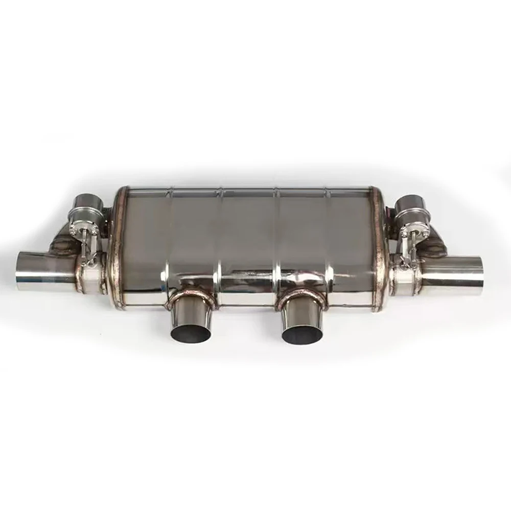 Stainless steel  Exhaust T-muffler Double in double out Catback vacuum valve exhaust muffler 63MM/76MM