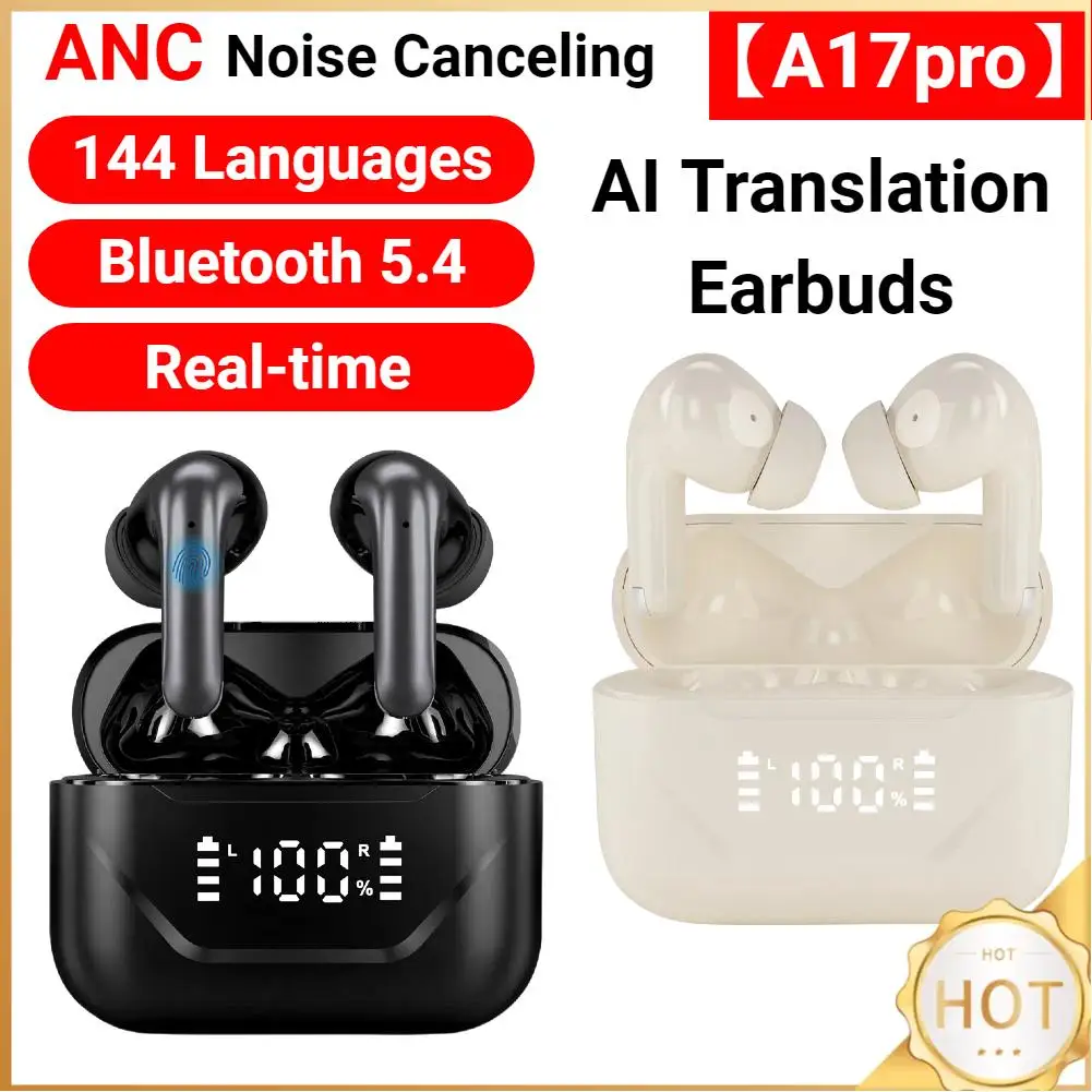 سماعات أذن ذكية للترجمة بالذكاء الاصطناعي عمر بطارية طويل 144 لغة سماعات أذن مترجم ANC إلغاء الضوضاء لنظام Android وiOS