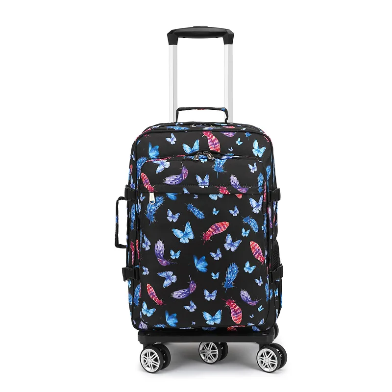 Foldable 20-Inch Carry-On Suitcase with Wheels Travel Bag Men's Luggage Backpack Oxford Cloth Portable Handbag for Travel