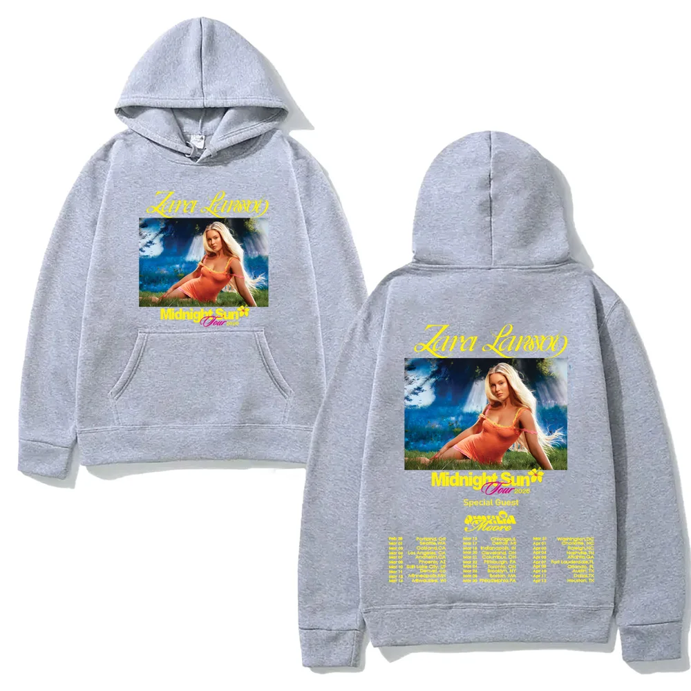 Zara Larsson-Midnight Sun 2026 Hooded With Pocket Fleece Comfortable Sweatshirt Clothes Moletom Vintage High Quality Pullovers