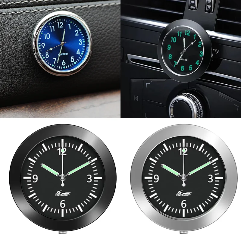 Universal Car Mechanics Quartz Clock Luminous Automobiles Internal Stick-On Mini Digital Watch Auto Ornament Car Accessories