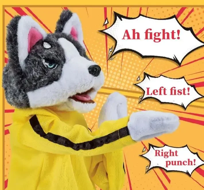 Kung Fu Husky Gloves Doll, Dog Boxer Hand Puppets,Kung Fu Dog Husky,Kung Fu Husky Stuffed Hand Puppet Dog Action Toy