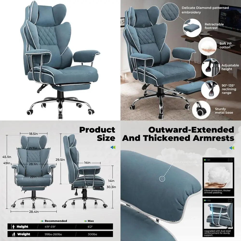 

Эргономичное кожаное игровое кресло с высокой спинкой и подставкой для ног для больших и высоких, офисное кресло для руководителей с карманной опорой для комфорта