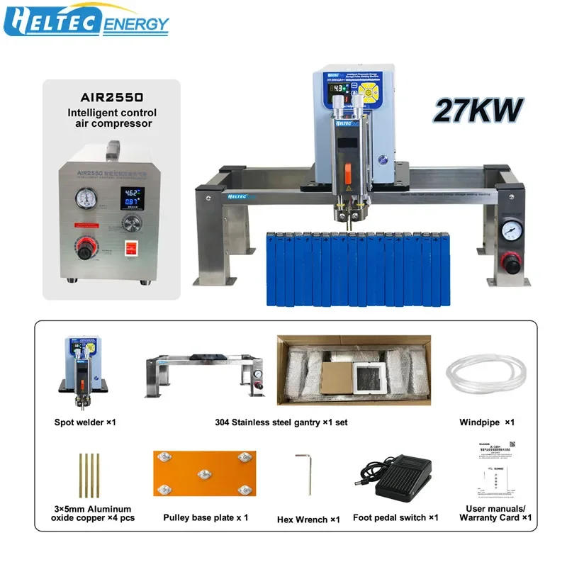 HeltecBMS  HT-SW33A 27kw 4500A Pneumatic Energy Storage Farad Capacitor Spot welding Machine for 18650/21700 battery Spot welder