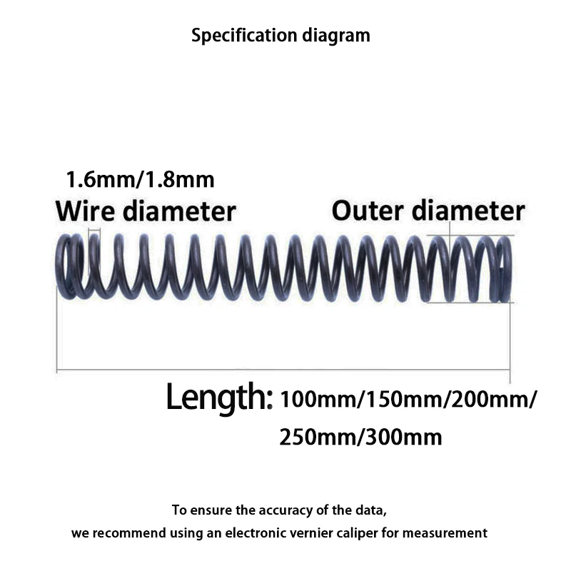 Wire Diameter 1.6/1.8mm 65Mn Cylindrical Compression Spring With Strong Compression Spring Length of 100/150/200/250/300mm